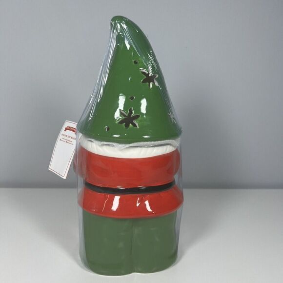 Mr. Christmas NWT Ceramic Red, Green & White Christmas Gnome Cookie Jar, 13"H - Picture 5 of 6